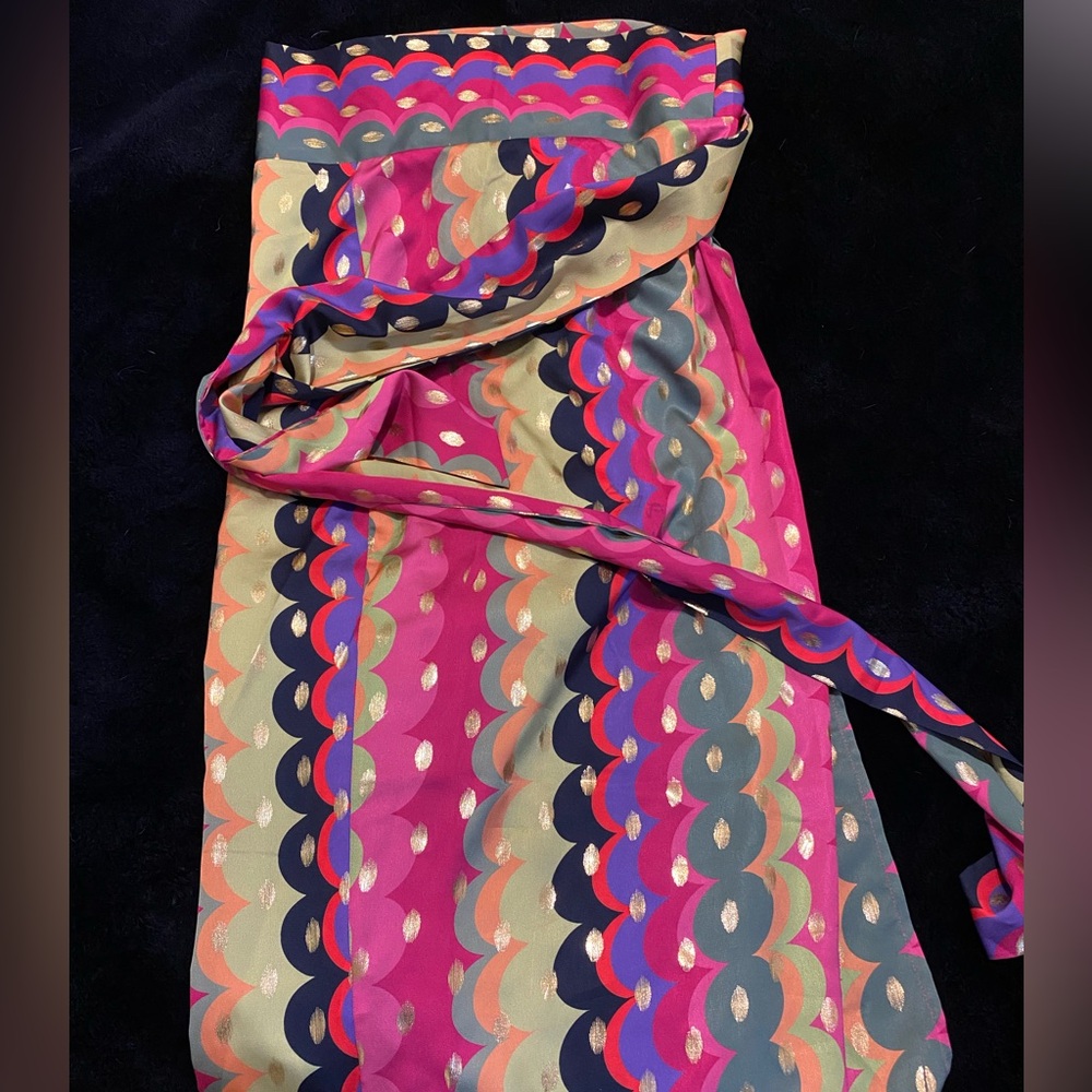 Midi Skirt in Fuchsia Scallop Print
